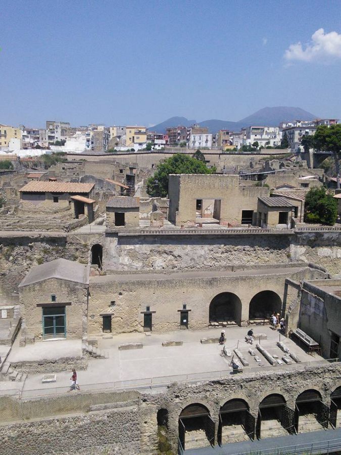view of Herculaneum below modern city